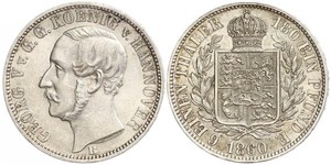 1/6 Thaler Regno di Hannover (1814 - 1866) Argento Giorgio V di Hannover (1819 - 1878)