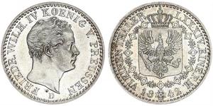 1/6 Thaler Regno di Prussia (1701-1918) Argento Federico Guglielmo IV di Prussia (1795 - 1861)