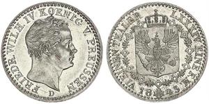 1/6 Thaler Regno di Prussia (1701-1918) Argento Federico Guglielmo IV di Prussia (1795 - 1861)