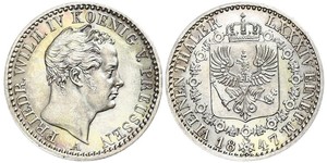 1/6 Thaler Regno di Prussia (1701-1918) Argento Federico Guglielmo IV di Prussia (1795 - 1861)