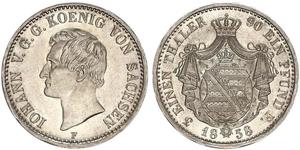 1/6 Thaler Regno di Sassonia (1806 - 1918) Argento Giovanni di Sassonia