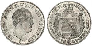 1/6 Thaler Regno di Sassonia (1806 - 1918) Argento Federico Augusto II di Sassonia