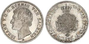 1/6 Thaler Regno di Sassonia (1806 - 1918) Argento Giovanni di Sassonia