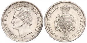 1/6 Thaler Regno di Sassonia (1806 - 1918) Argento Giovanni di Sassonia