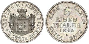 1/6 Thaler Waldeck e Pyrmont (1180 - 1918) Argento Giorgio II di Waldeck e Pyrmont