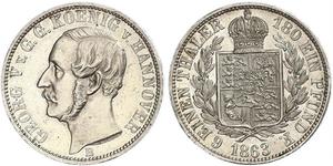 1/6 Thaler Reino de Hannover (1814 - 1866) Plata Jorge V de Hannover (1819 - 1878)