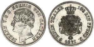 1/6 Thaler Reino de Sajonia (1806 - 1918) Plata Juan I de Sajonia