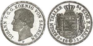 1/6 Thaler Reino de Sajonia (1806 - 1918) Plata Juan I de Sajonia