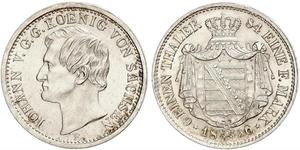 1/6 Thaler Reino de Sajonia (1806 - 1918) Plata Juan I de Sajonia