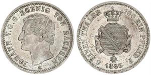 1/6 Thaler Reino de Sajonia (1806 - 1918) Plata Juan I de Sajonia
