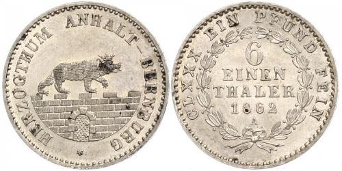 1/6 Thaler Anhalt-Bernburg (1603 - 1863) Silber Alexander Carl ,Anhalt-Bernburg (1805 – 1863)