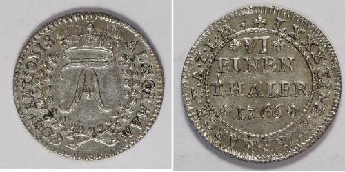 1/6 Thaler Principality of Anhalt-Zerbst (1544 - 1796) Silver Frederick Augustus, Prince of Anhalt-Zerbst (1734 – 1793)