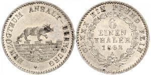 1/6 Thaler Anhalt-Bernburg (1603 - 1863) 銀 Alexander Karl, Duke of Anhalt-Bernburg (1805 – 1863)