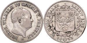 1/6 Thaler 普魯士王國 (1701 - 1918) 銀 腓特烈·威廉四世 (1795 - 1861)