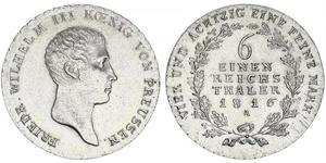 1/6 Thaler 普魯士王國 (1701 - 1918) 銀 腓特烈·威廉三世 (1770 -1840)