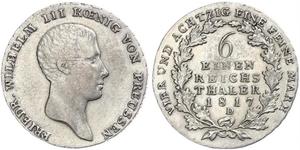 1/6 Thaler 普魯士王國 (1701 - 1918) 銀 腓特烈·威廉三世 (1770 -1840)