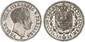 1/6 Thaler 普魯士王國 (1701 - 1918) 銀 腓特烈·威廉三世 (1770 -1840)