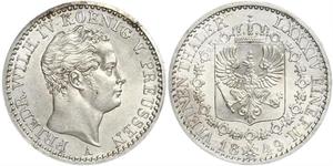 1/6 Thaler 普魯士王國 (1701 - 1918) 銀 腓特烈·威廉四世 (1795 - 1861)