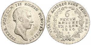 1/6 Thaler 普魯士王國 (1701 - 1918) 銀 腓特烈·威廉三世 (1770 -1840)