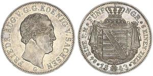 1/6 Thaler 萨克森王国 (1806 - 1918) 銀 弗里德里希·奥古斯特二世