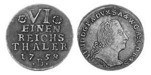 1/6 Талер Ангальт-Бернбург (1603 - 1863) Серебро Victor Frederick, Prince of Anhalt-Bernburg (1700 – 1765)