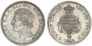 1/6 Талер Саксония (королевство) (1806 - 1918) Серебро Иоганн (король Саксонии)