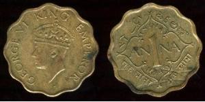 1 Anna Britisch-Indien (1858-1947) Kupfer/Nickel Georg VI (1895-1952)