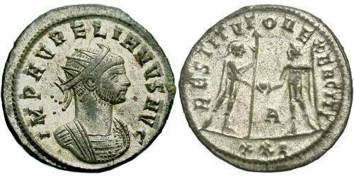 1 Antoninian Römische Kaiserzeit (27BC-395) Silber/Kupfer Aurelian (215-275)