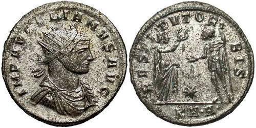 1 Antoninian Römische Kaiserzeit (27BC-395) Silber/Kupfer Aurelian (215-275)