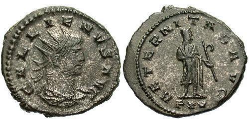 1 Antoniniano Impero romano (27BC-395) Rame/Argento Gallieno (218-268)