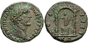 1 As Roman Empire (27BC-395) Bronze Antoninus Pius  (86-161)