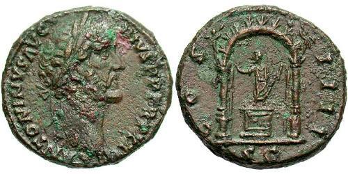 1 As Roman Empire (27BC-395) Bronze Antoninus Pius  (86-161)