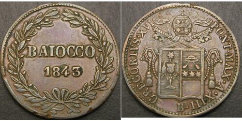 1 Baiocco Estados Pontificios (752-1870) Cobre 