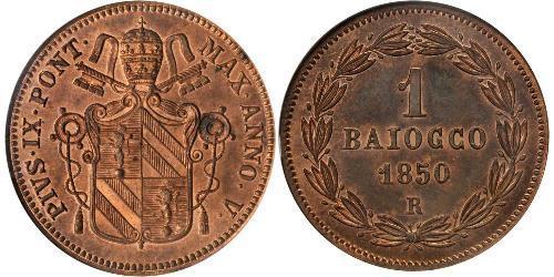 1 Baiocco Papal States (752-1870) Copper 