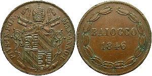 1 Baiocco Vaticano (1926-) Rame Papa Pio IX (1792- 1878)