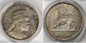 1 Birr Ethiopia (1270 - ) Silver Menelik II of Ethiopia ( 1844 -1913)