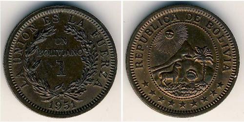 1 Bolivar Bolivia (1825 - ) Bronzo 