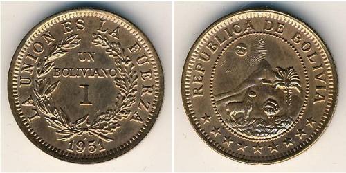 1 Boliviano Bolivien (1825 - ) Bronze 