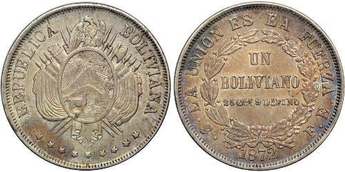 1 Boliviano Bolivia (1825 - ) Plata 