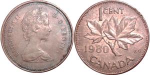 1 Cent Canadá Bronce Isabel II (1926-2022)