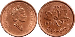 1 Cent Canada Bronzo Elisabetta II (1926-2022)