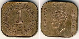 1 Cent Federated Malay States (1895 - 1946) Bronzo Giorgio VI (1895-1952)