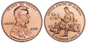 1 Cent Estados Unidos de América (1776 - ) Cobre/Zinc Abraham Lincoln (1809-1865)