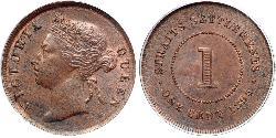 1 Cent Insediamenti dello Stretto (1826 - 1946) Rame 