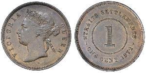 1 Cent Insediamenti dello Stretto (1826 - 1946) Rame/Bronzo Vittoria (1819 - 1901)