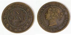 1 Cent Canadá Tin/Cobre/Zinc Victoria (1819 - 1901)