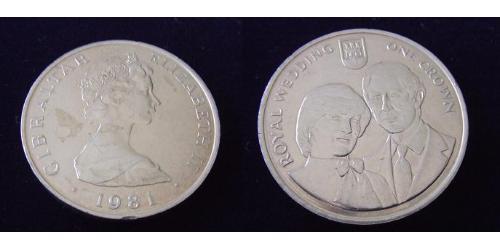 1 Corona Gibraltar (1704 - ) Rame/Nichel Elisabetta II (1926-2022)