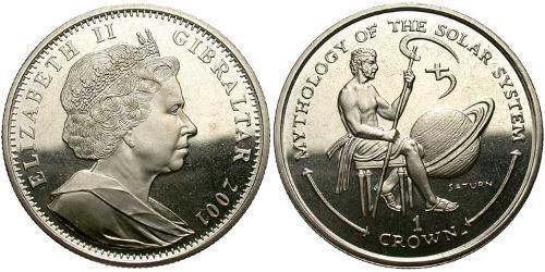 1 Corona Gibraltar (1704 - ) Rame/Nichel Elisabetta II (1926-2022)