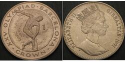 1 Corona Gibraltar (1704 - )  Elisabetta II (1926-2022)