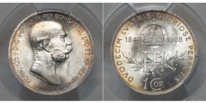 1 Corona Австро-Венгрия (1867-1918) Серебро Франц Иосиф I (1830 - 1916)